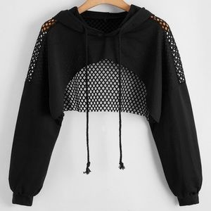 NWT Fishnet Mesh Drawstring Crop